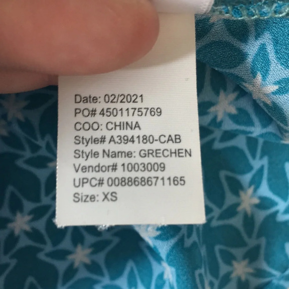 Logo Lori Goldstein Blue Floral Patchwork Grechen Tunic Shirt Womens XS Blouse - Picture 9 of 12